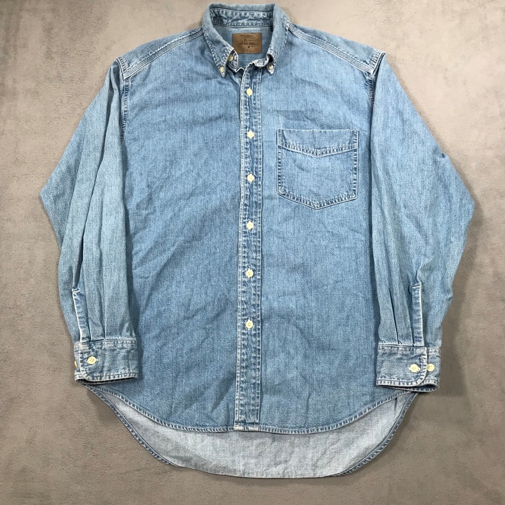 Vintage Gap Denim Shirt Mens Small Light Blue Long Sleeve Button Down Cotton